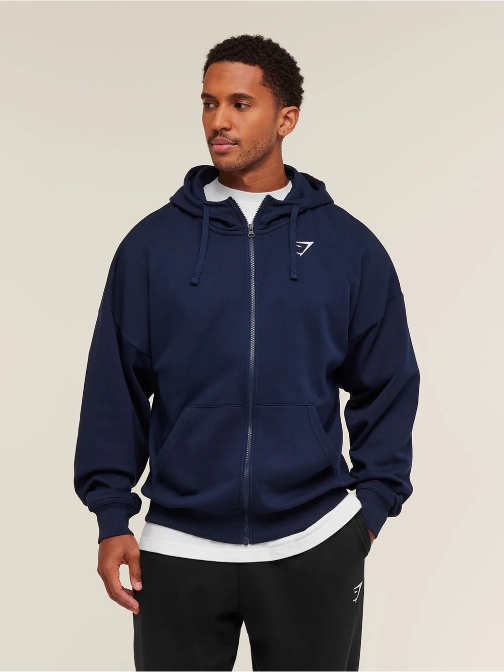GYMSHARK CREST OVERSIZED ZIP UP HOODIE SIZE M